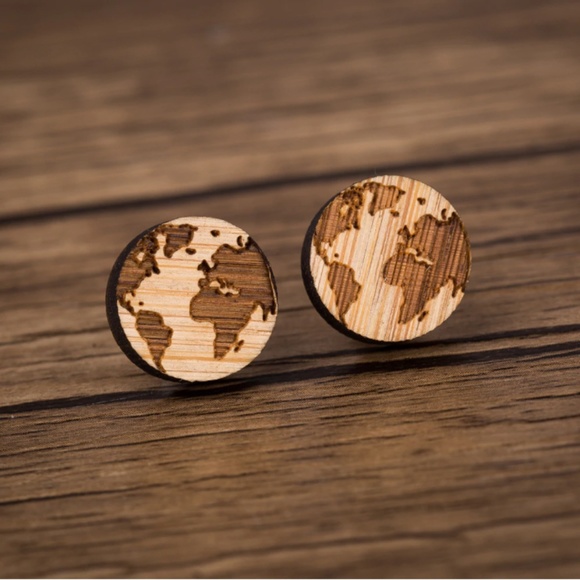 Urban Outfitters Jewelry - "World Traveler" Vintage Handmade Wood Earrings